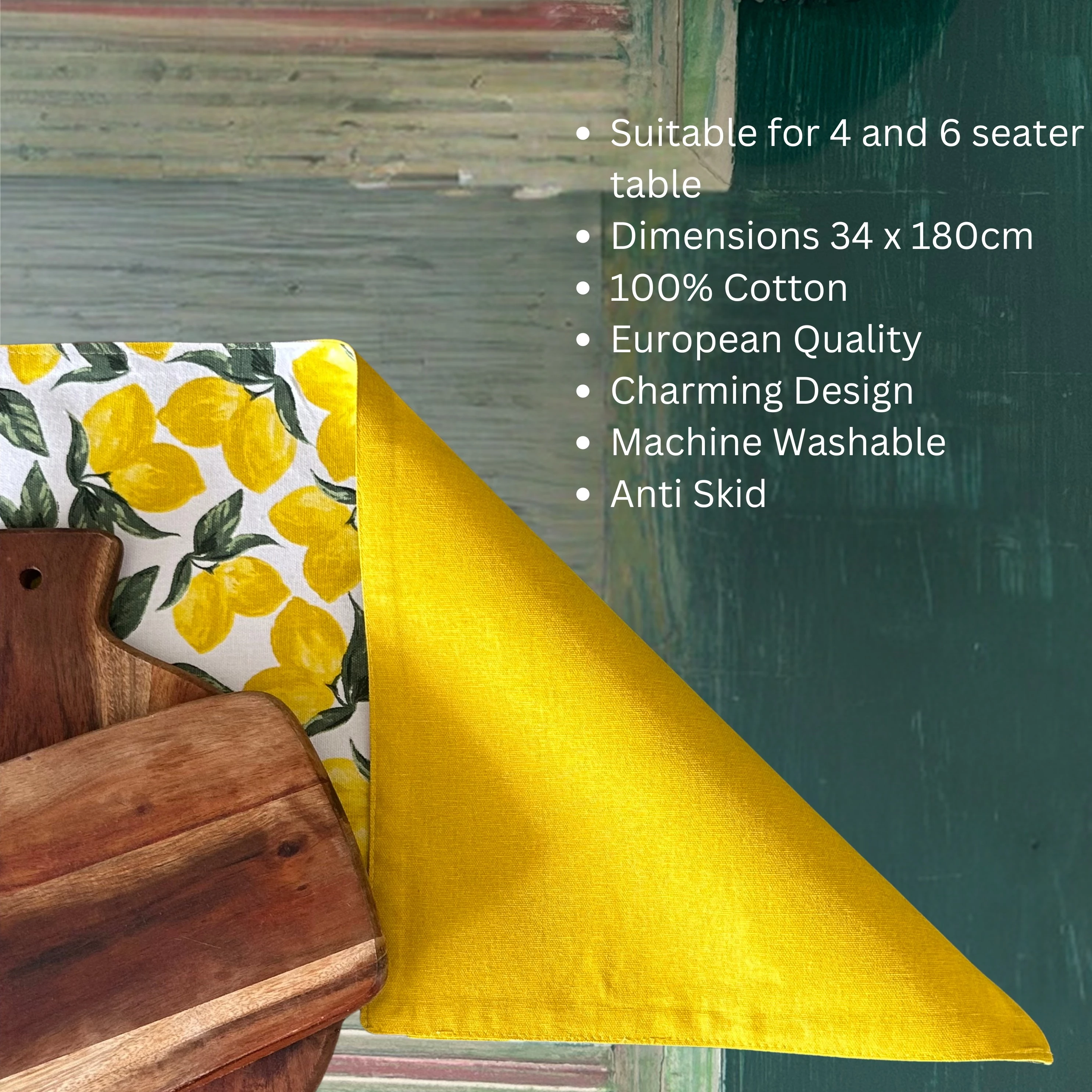 Oak & Lily Combo Set of Table Runner and Placemats Lemon Print - Image 9
