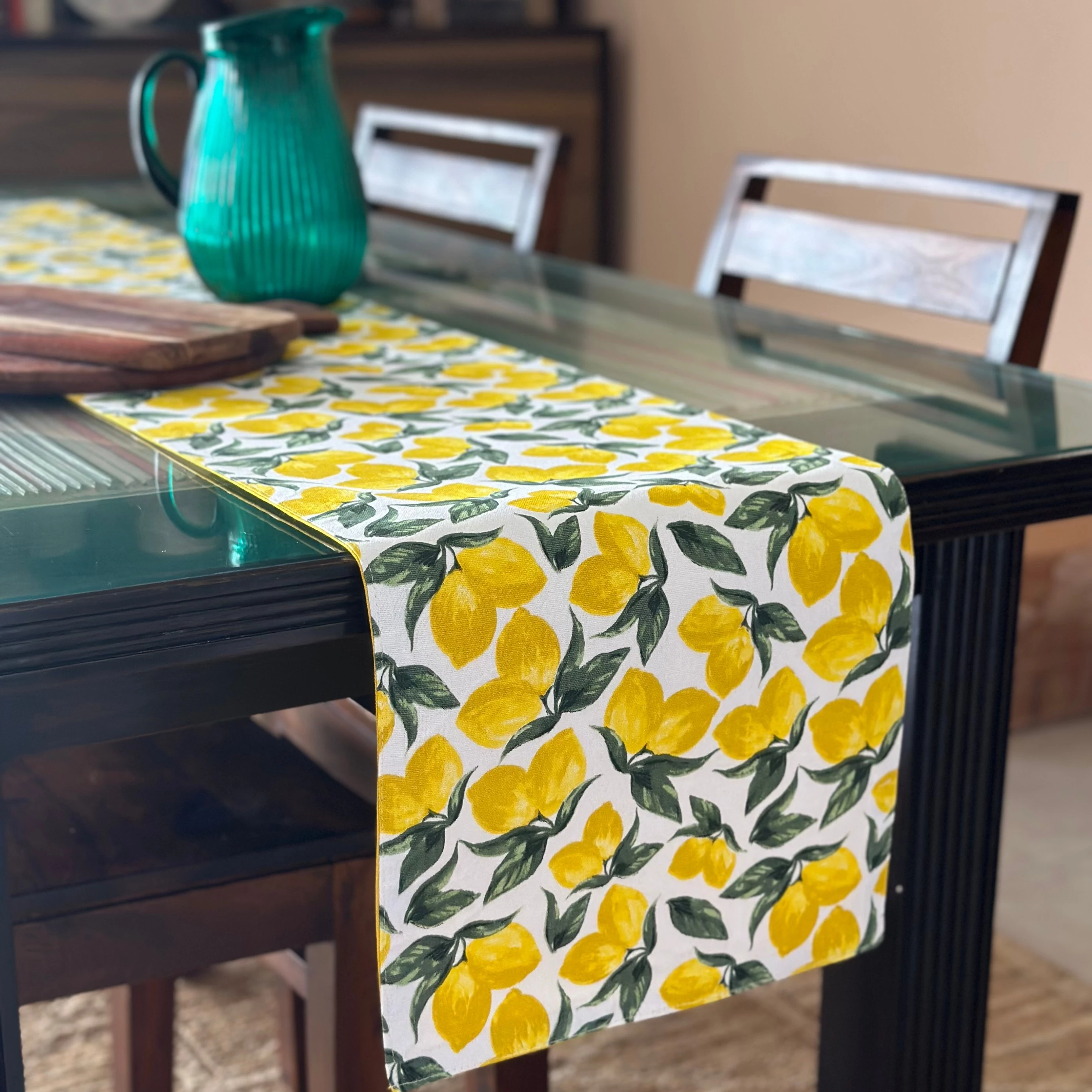 Oak & Lily Combo Set of Table Runner and Placemats Lemon Print - Image 7