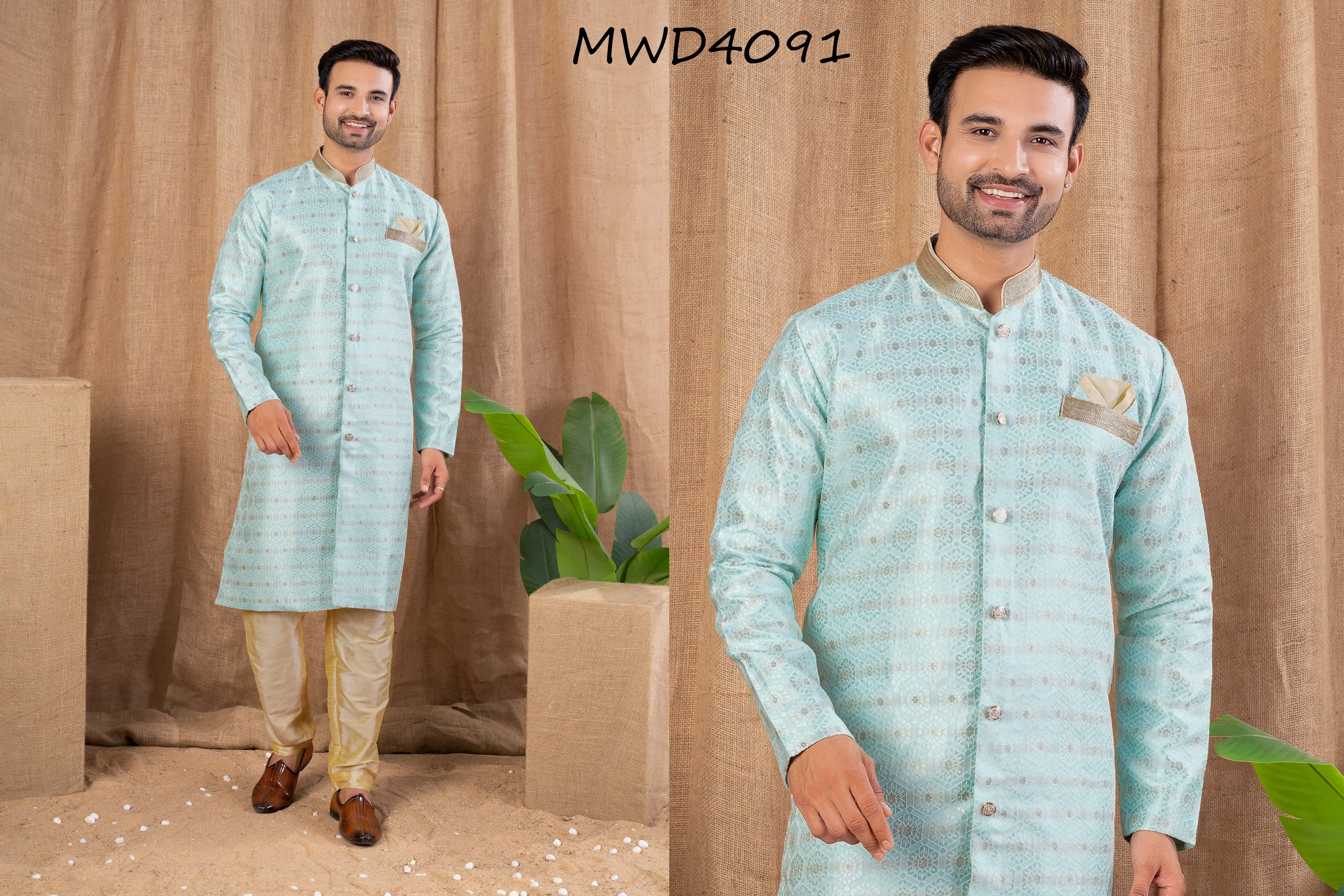 S. S. Ethnic Feroze Jacquard Indo Trouser Set for Men - MWD4091
