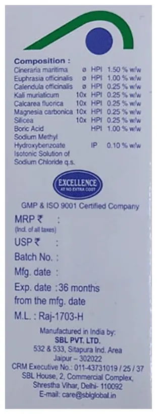 SBL Homeopathy Cineraria Maritima Euphrasia Eye Drop - Image 6