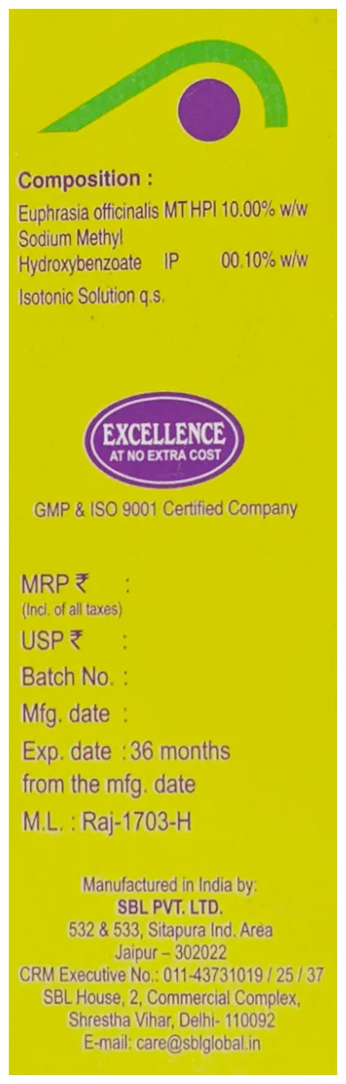 SBL Homeopathy Euphrasia 10% Eye Drop | For Eye Care Eye Drop - Image 3