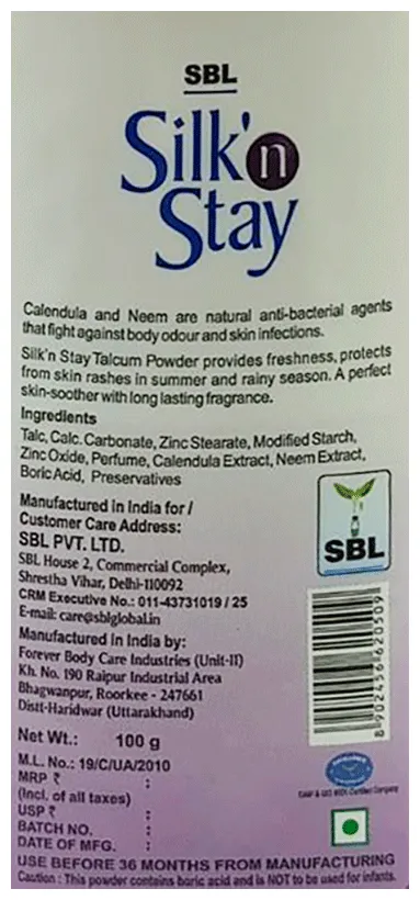 SBL Homeopathy Silk N Stay Talcum Powder - Image 3
