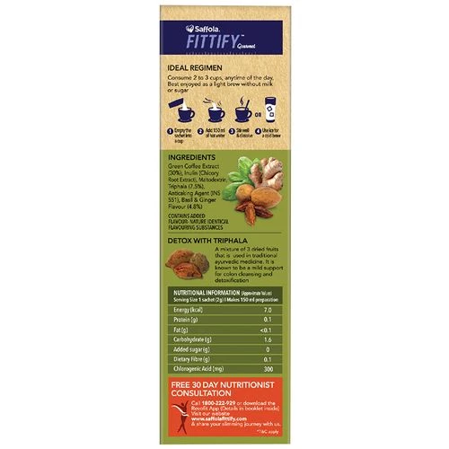 Saffola FITTIFY Gourmet Green Coffee Instant Beverage Mix - Ginger Basil - Image 4