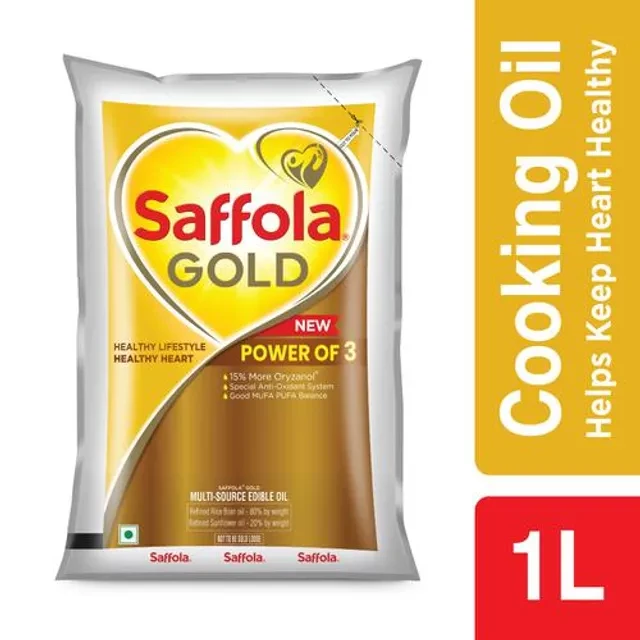 Saffola Gold Refined Cooking oil | Blended Rice Bran & Sunflower oil | Helps Keeps Heart Healthy