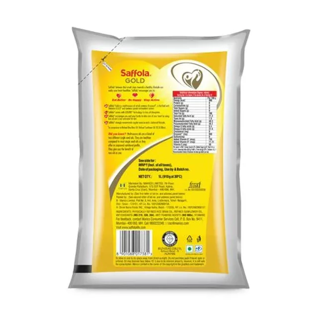 Saffola Gold Refined Cooking oil | Blended Rice Bran & Sunflower oil | Helps Keeps Heart Healthy - Image 3