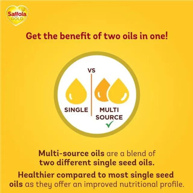 Saffola Gold Refined Cooking oil | Blended Rice Bran & Sunflower oil | Helps Keeps Heart Healthy - 3
