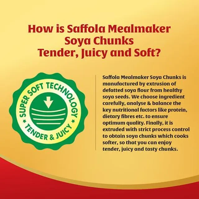 Saffola Mealmaker Soya Chunks - Tender & Juicy, High In Protein & Fibre - Image 4