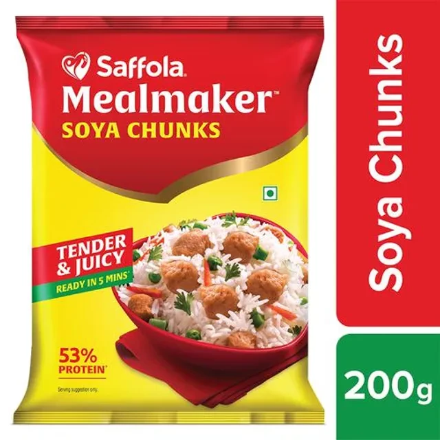 Saffola Mealmaker Soya Chunks Saffola Mealmaker Soya Chunks-Pack Size-200 g