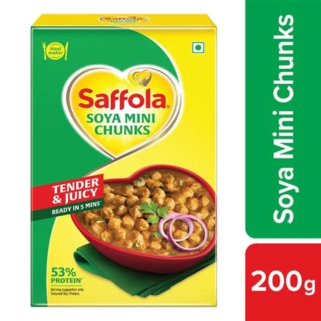 Saffola Soya Mini Chunks - Tender & Juicy, High In Protein & Fibre