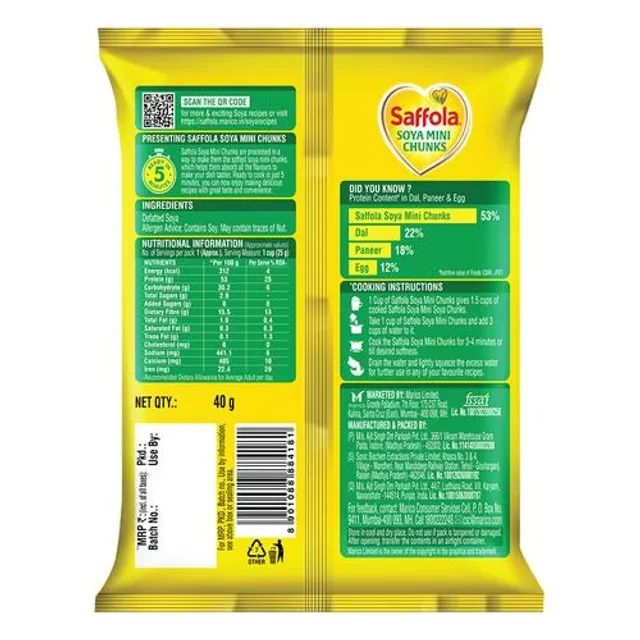 Saffola Soya Mini Chunks - Tender & Juicy, High In Protein & Fibre - Image 8