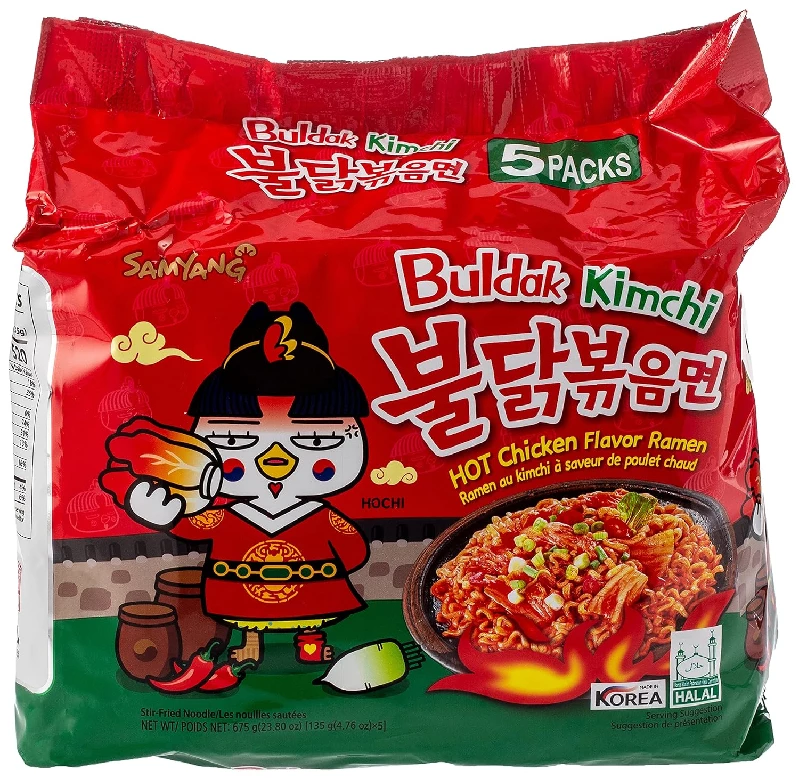 Samyang Hot Chicken Ramen Buldak Kimchi Noodles (Pack of 5) Samyang Hot Chicken Ramen Buldak Kimchi Noodles (Pack of 5)-Pack Size-135 g (Each)