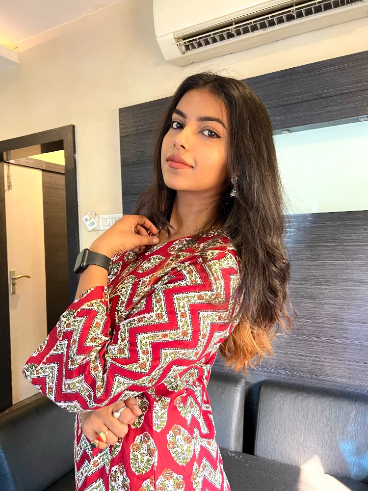 Sangria Red Traverse Sanganeri Hand Print Kurti - Image 2