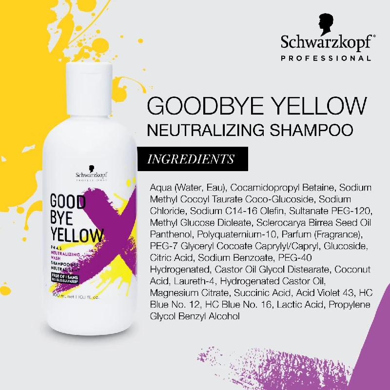 Schwarzkopf Professional Goodbye Yellow Neutralising & Anti-Yellow Sulfate Free Purple Shampoo - Image 4