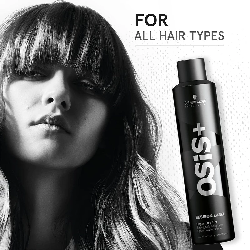 Schwarzkopf Professional Osis + Session Label Strong Hold Hair Super Dry Fix Spray - Image 3