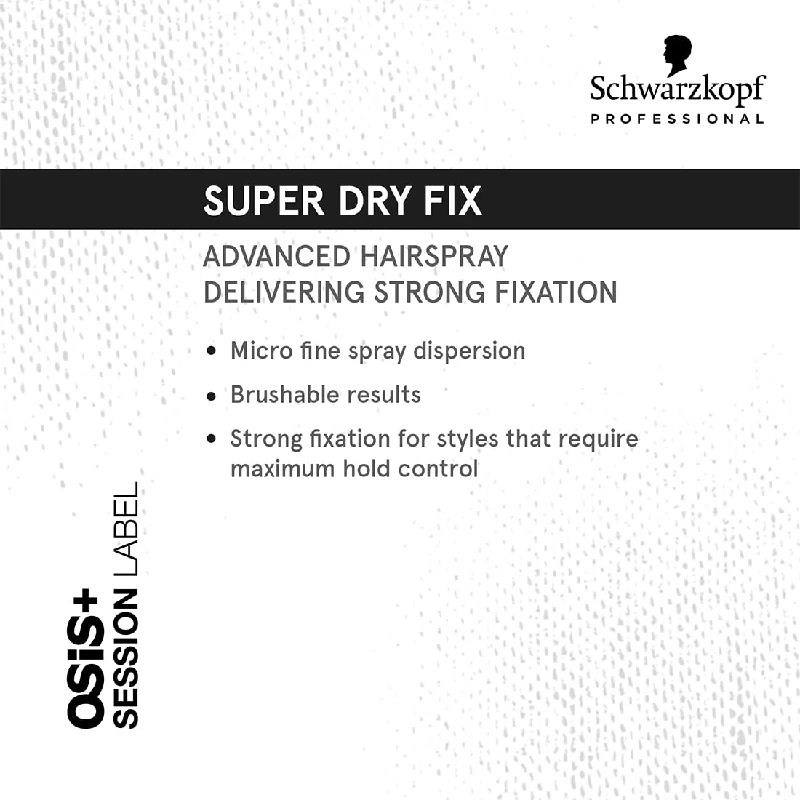 Schwarzkopf Professional Osis + Session Label Strong Hold Hair Super Dry Fix Spray - Image 4