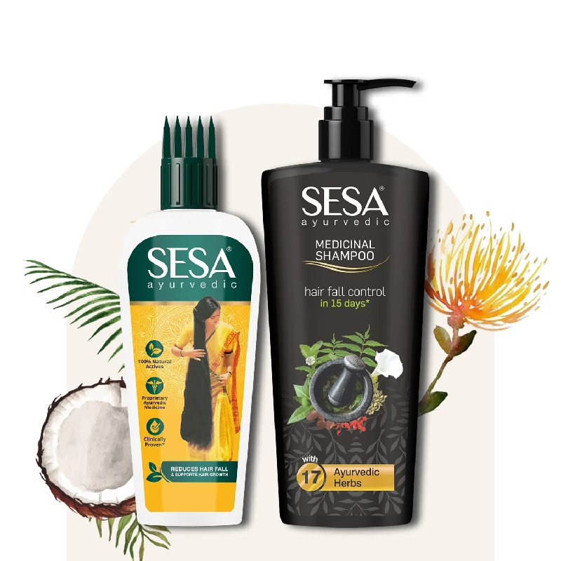 Sesa Ayurvedic Hair Oil & Ayurvedic Medicinal Shampoo Sesa Ayurvedic Hair Oil & Ayurvedic Medicinal Shampoo-Pack Size-Combo of 2