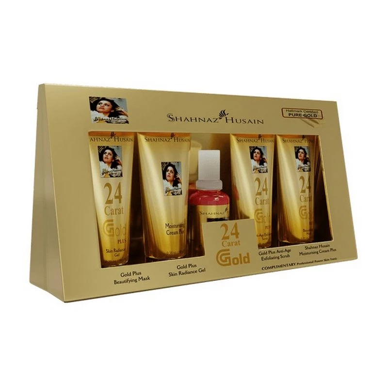 Shahnaz Husain Gold Skin Radiance Timeless Youth Kit (G.Scrub,G.Gel,M.Cream,G.Mask)-Free Professional Power Skin Tonic - Image 2