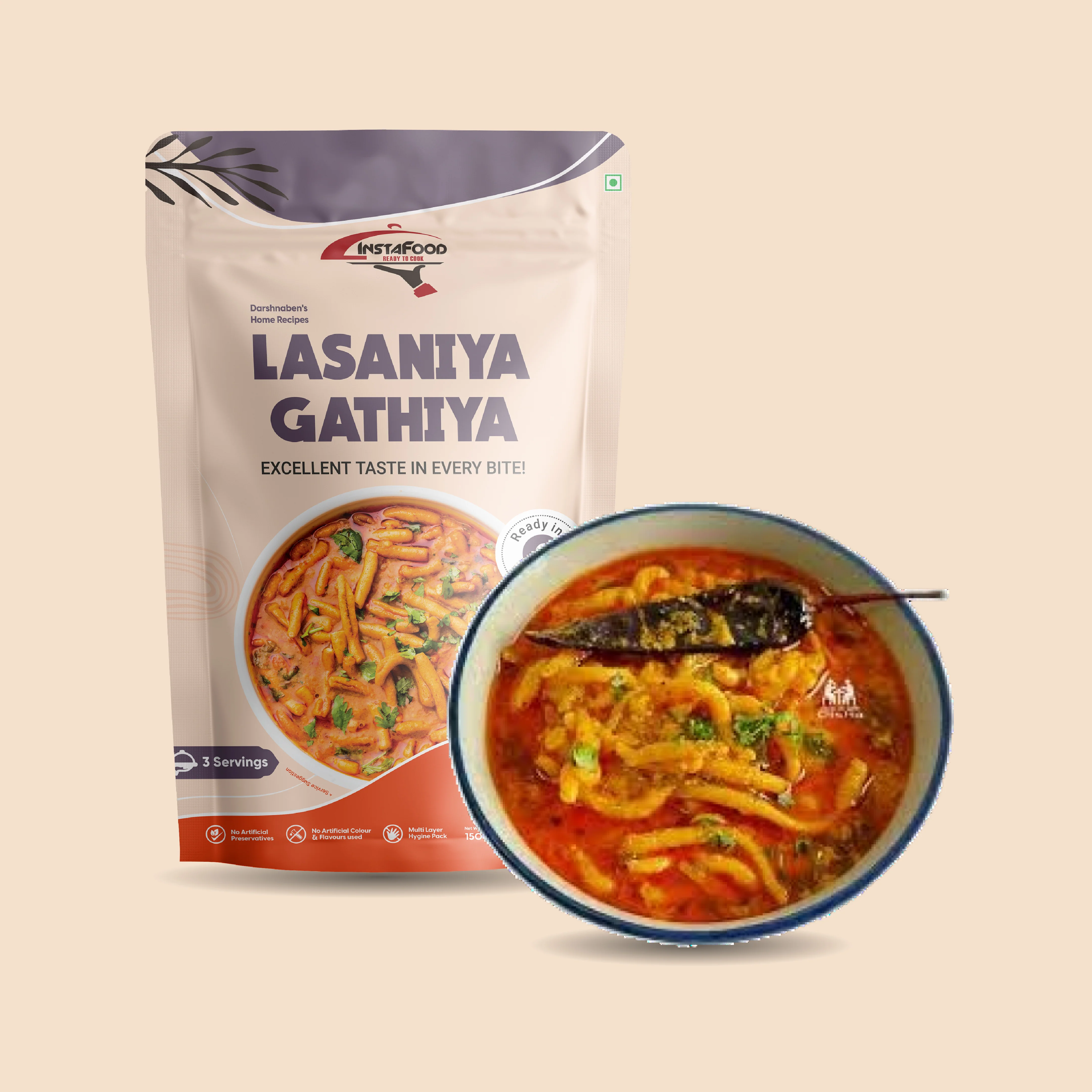Sheta Instafood Lasaniya Gathiya Sheta Instafood Lasaniya Gathiya-Pack Size-150 g