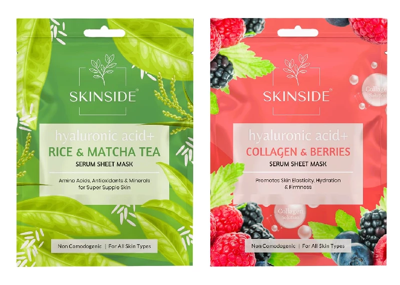 Skinside Serum Sheet Mask Rice & Matcha Tea, Collagen & Berries