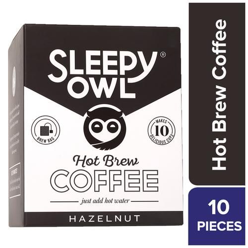 Sleepy Owl Hazelnut Hot Brew Bags High Quality Arabica Beans Blend