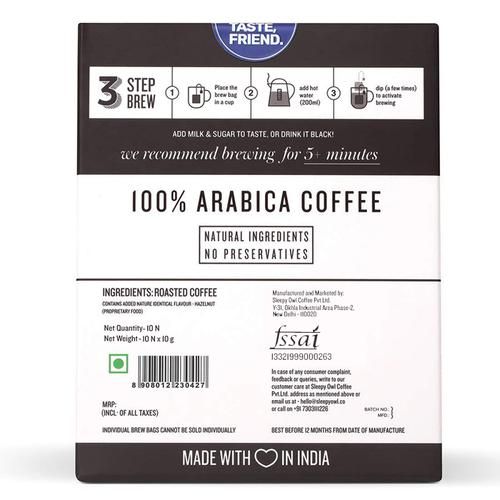 Sleepy Owl Hazelnut Hot Brew Bags - High Quality Arabica Beans Blend - Image 2