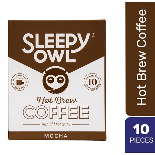 Sleepy Owl Hot Brew Mocha Bags - High Quality Arabica Beans Blend Sleepy Owl Hot Brew Mocha Bags - High Quality Arabica Beans Blend--100 g (10 Bags x 10 g Each)