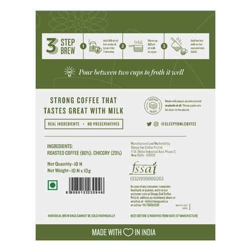Sleepy Owl Madras Blend Filter Coffee Brew Bags -  Authentic Taste - Image 2