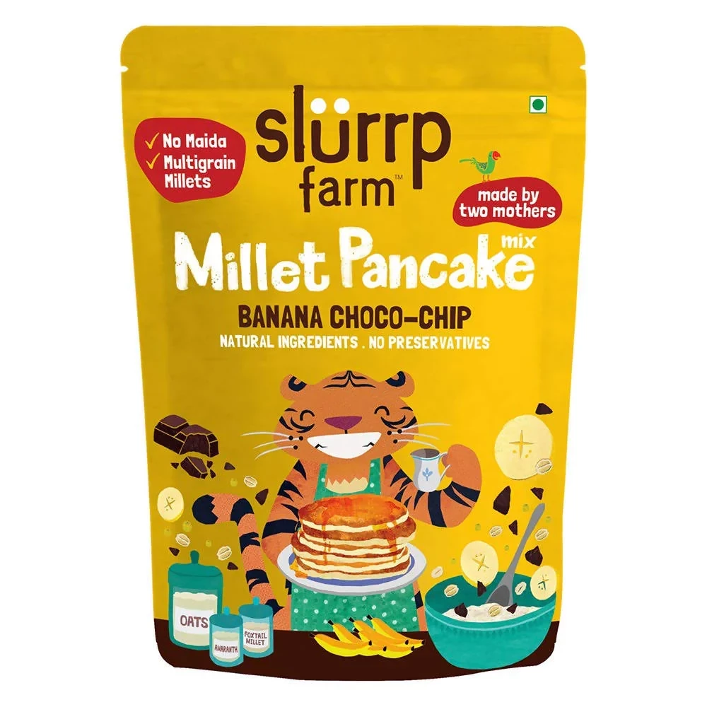 Slurrp Farm Banana Choco-Chip Millet Pancake Mix Slurrp Farm Banana Choco-Chip Millet Pancake Mix-Pack Size-150 g