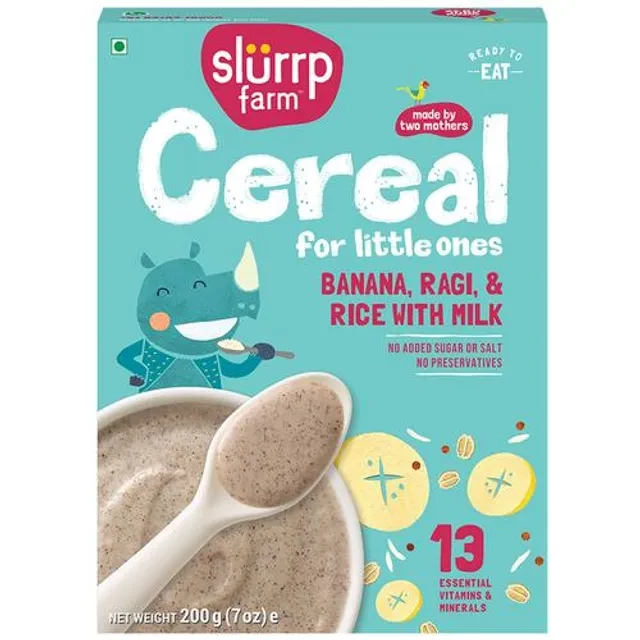 Slurrp Farm Cereal - Ragi, Rice & Banana With Milk Slurrp Farm Cereal - Ragi, Rice & Banana With Milk-Pack Size-200 g