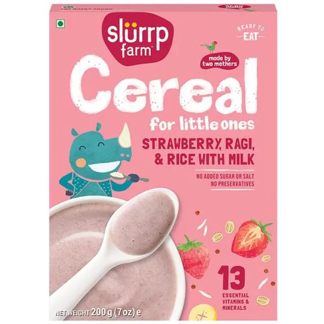 Slurrp Farm Cereal - Ragi, Rice & Strawberry With Milk Slurrp Farm Cereal - Ragi, Rice & Strawberry With Milk-Pack Size-200 g