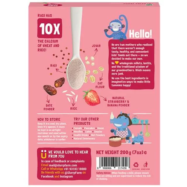 Slurrp Farm Cereal - Ragi, Rice & Strawberry With Milk - Image 2