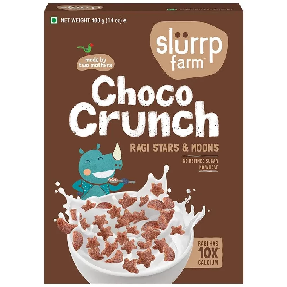 Slurrp Farm Choco Crunch Breakfast Cereal - Ragi Stars & Moons, Healthy Millet, No Maida/Sugar Slurrp Farm Choco Crunch Breakfast Cereal - Ragi Stars & Moons, Healthy Millet, No Maida/Sugar--400 g Box