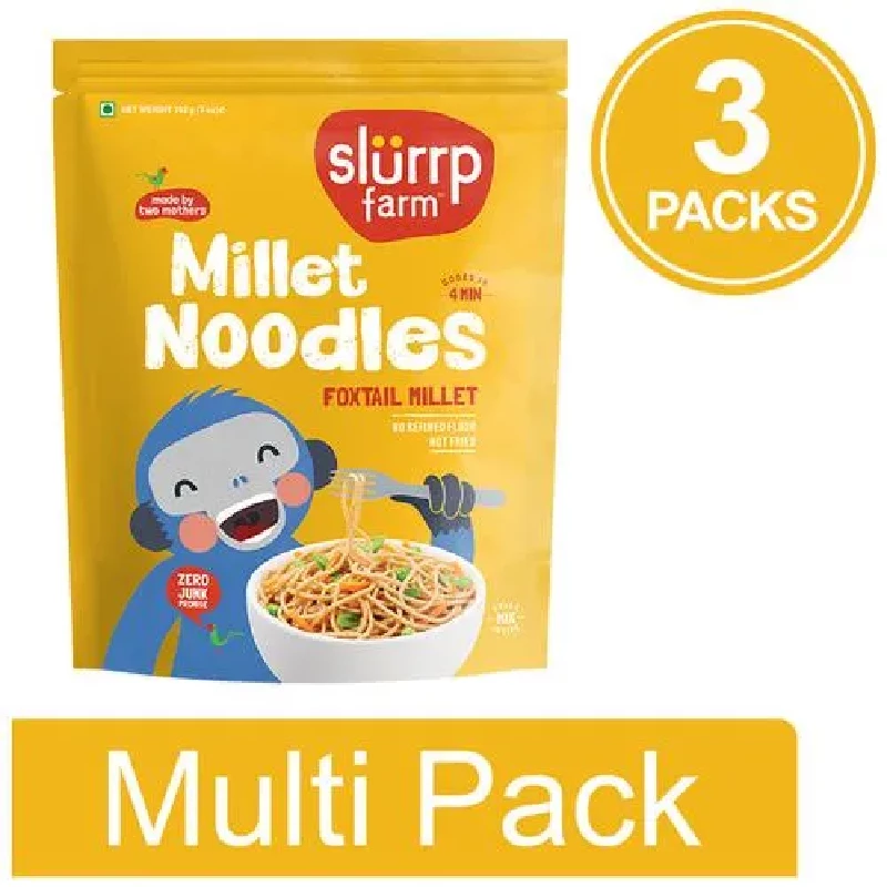 Slurrp Farm Foxtail Millet Noodles - No Maida, Not Fried (Pack of 3) Slurrp Farm Foxtail Millet Noodles - No Maida, Not Fried (Pack of 3)-Pack Size-192 g (Each)