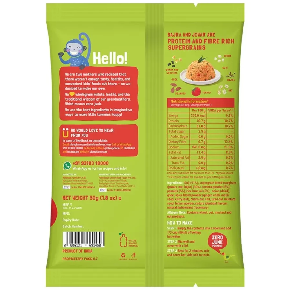 Slurrp Farm Instant Millet Upma - Tomato Masala, Protein & Fiber Rich - Image 3