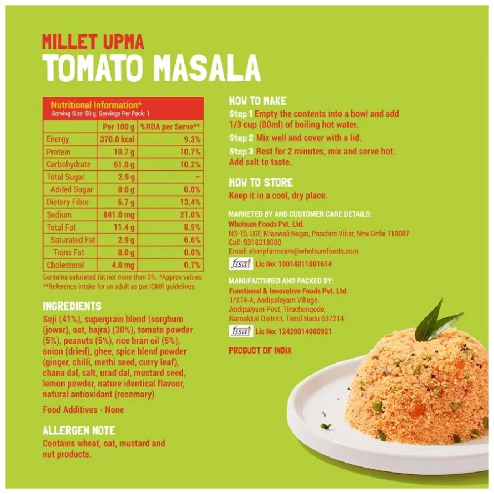Slurrp Farm Instant Millet Upma - Tomato Masala, Protein & Fiber Rich - Image 7