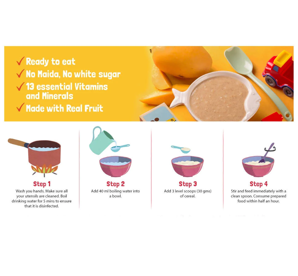Slurrp Farm Mango, Ragi & Rice With Milk Cereal for Little Ones - Image 3