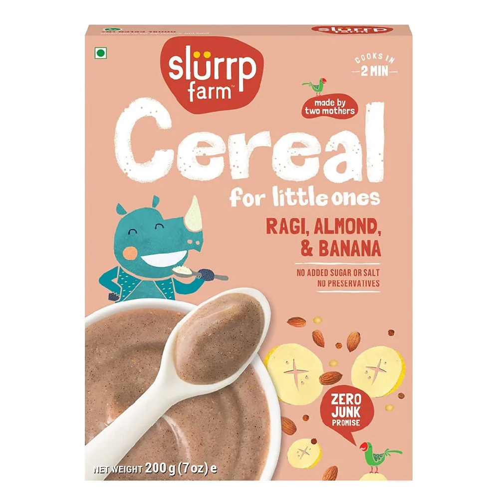 Slurrp Farm Ragi, Almond and Banana Cereal for little Ones Slurrp Farm Ragi, Almond and Banana Cereal for little Ones-Pack Size-200 g