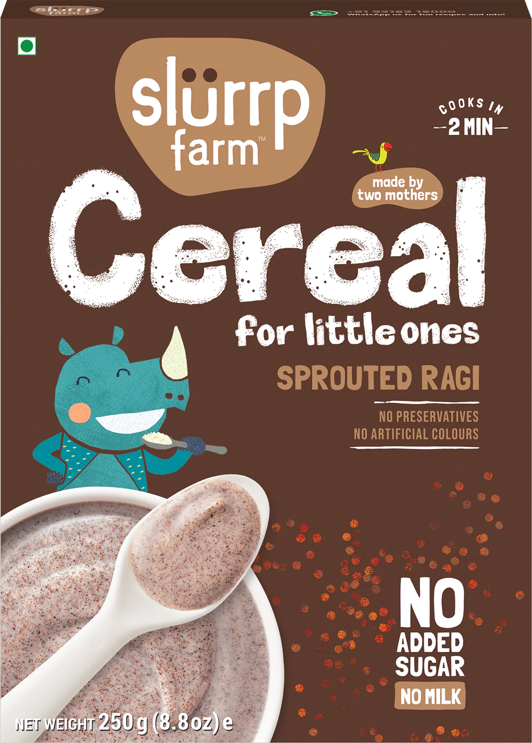 Slurrp Farm Sprouted Ragi Cereal For Little ones Slurrp Farm Sprouted Ragi Cereal For Little ones-Pack Size-250 g