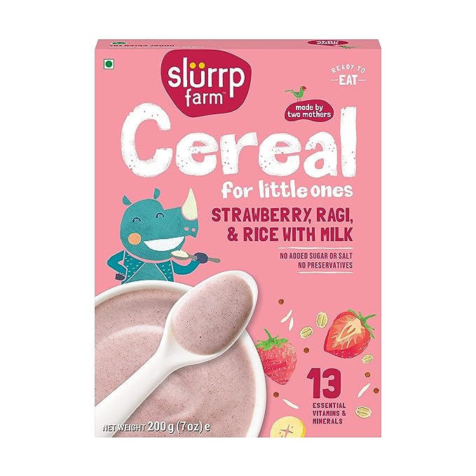 Slurrp Farm Strawberry, Ragi & Rice With Milk Cereal For Little Ones Slurrp Farm Strawberry, Ragi & Rice With Milk Cereal For Little Ones-Pack Size-200 g