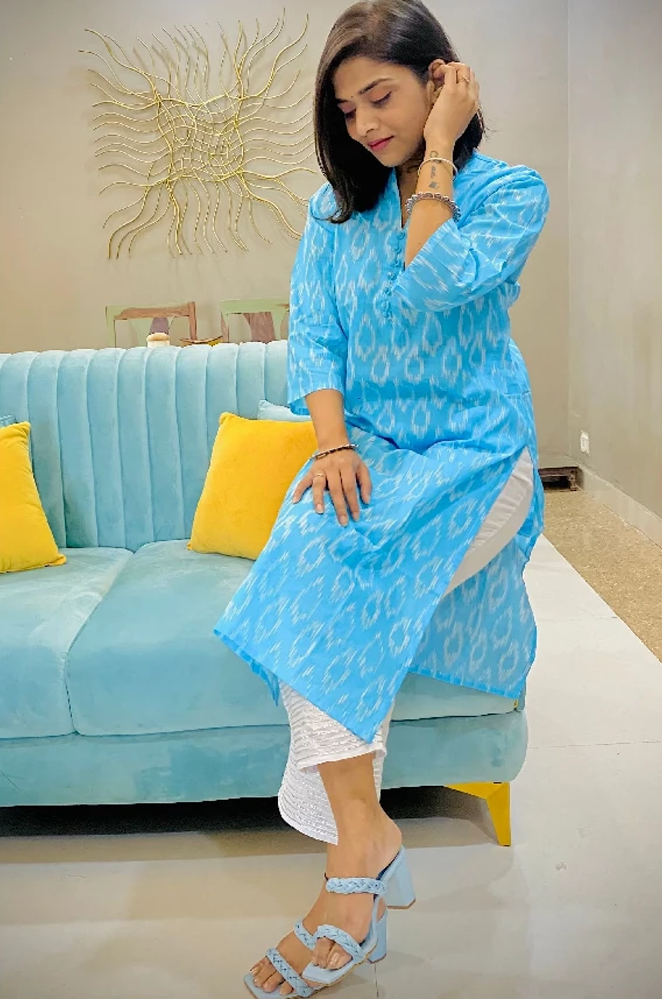 Solid Light Blue Kurti - Image 1