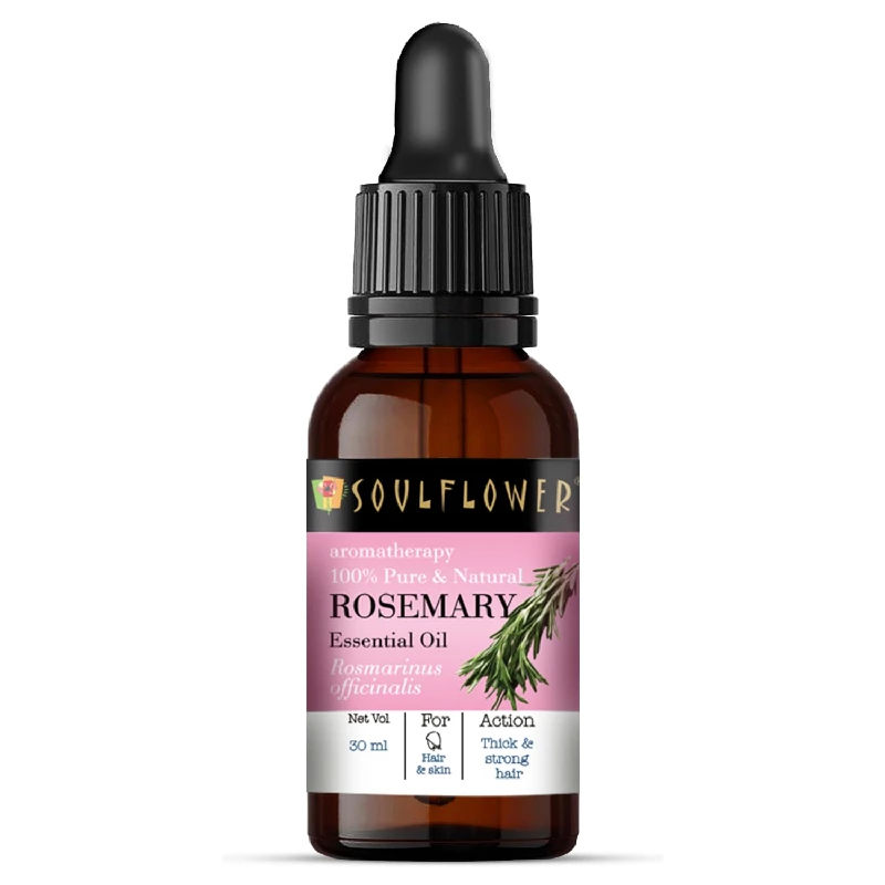 Soulflower Rosemary Essential Hair Oil with Clinically Tested and Certified Orgainc 100% Pure & Natural Undiluted Soulflower Rosemary Essential Hair Oil with Clinically Tested and Certified Orgainc 100% Pure & Natural Undiluted-Pack Size-30 ml