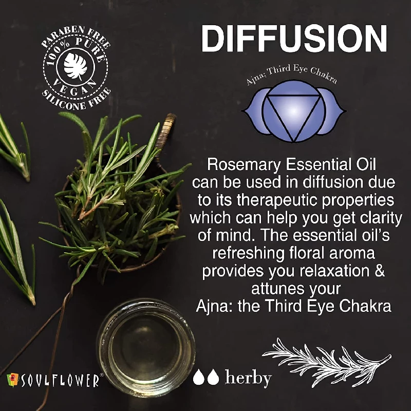Soulflower Rosemary Essential Hair Oil with Clinically Tested and Certified Orgainc 100% Pure & Natural Undiluted - Image 5