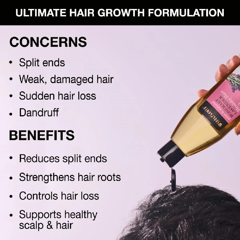 Soulflower Rosemary Lavender Hair Oil with 100% Pure & Natural Undiluted Coldpressed Oil - Image 2