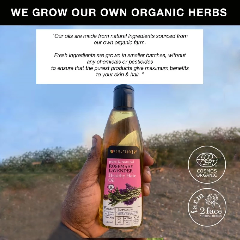 Soulflower Rosemary Lavender Hair Oil with 100% Pure & Natural Undiluted Coldpressed Oil - Image 3