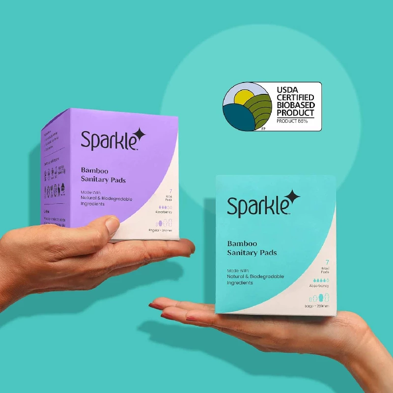Sparkle Biodegradable & Compostable Bamboo Sanitary Pads 1 Regular, 2 Large & 1 Overnight - Image 8
