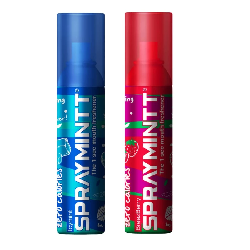 Spraymintt Mouth Freshener Icymint flavour & Breezberry flavour 15 g Spraymintt Mouth Freshener Icymint flavour & Breezberry flavour 15 g-Pack Size-Combo of 2