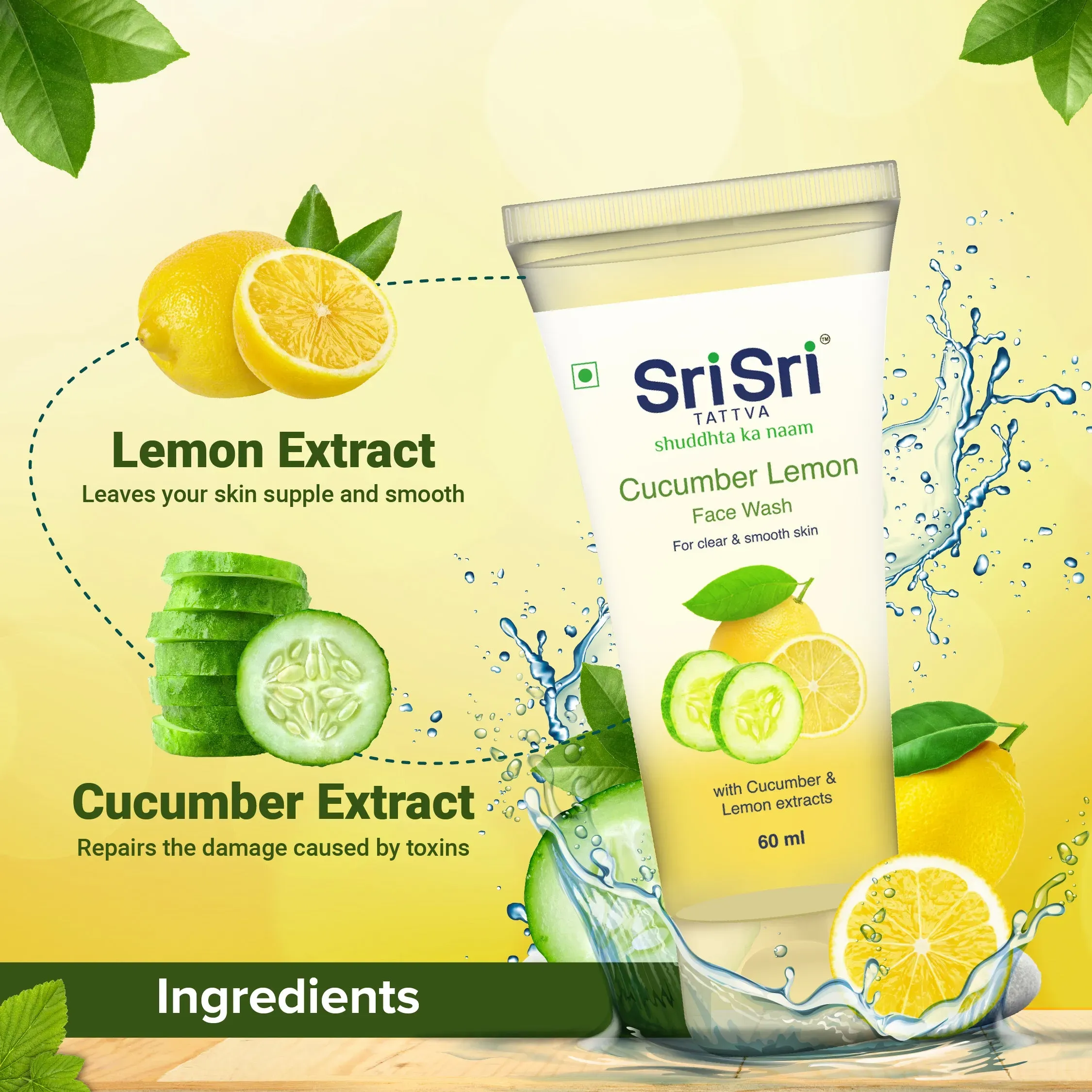 Sri Sri Tattva Cucumber & Lemon Face Wash - Image 3