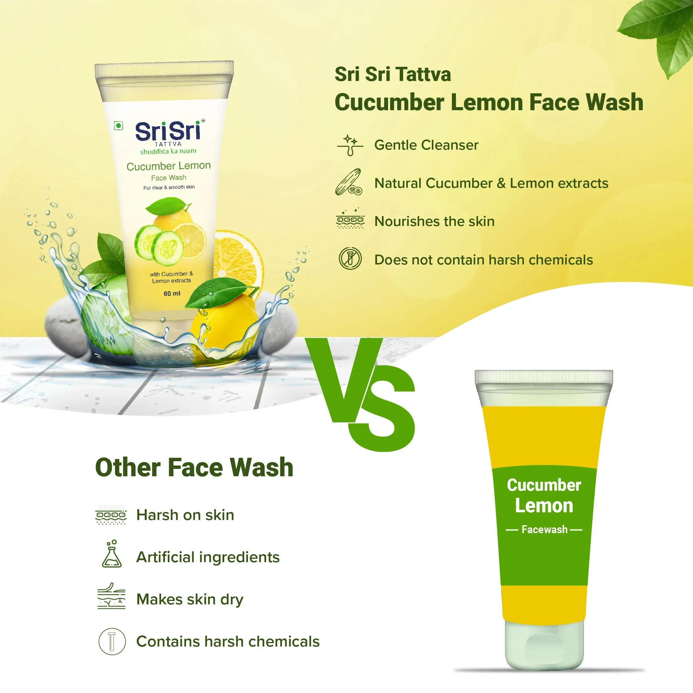 Sri Sri Tattva Cucumber & Lemon Face Wash - Image 5
