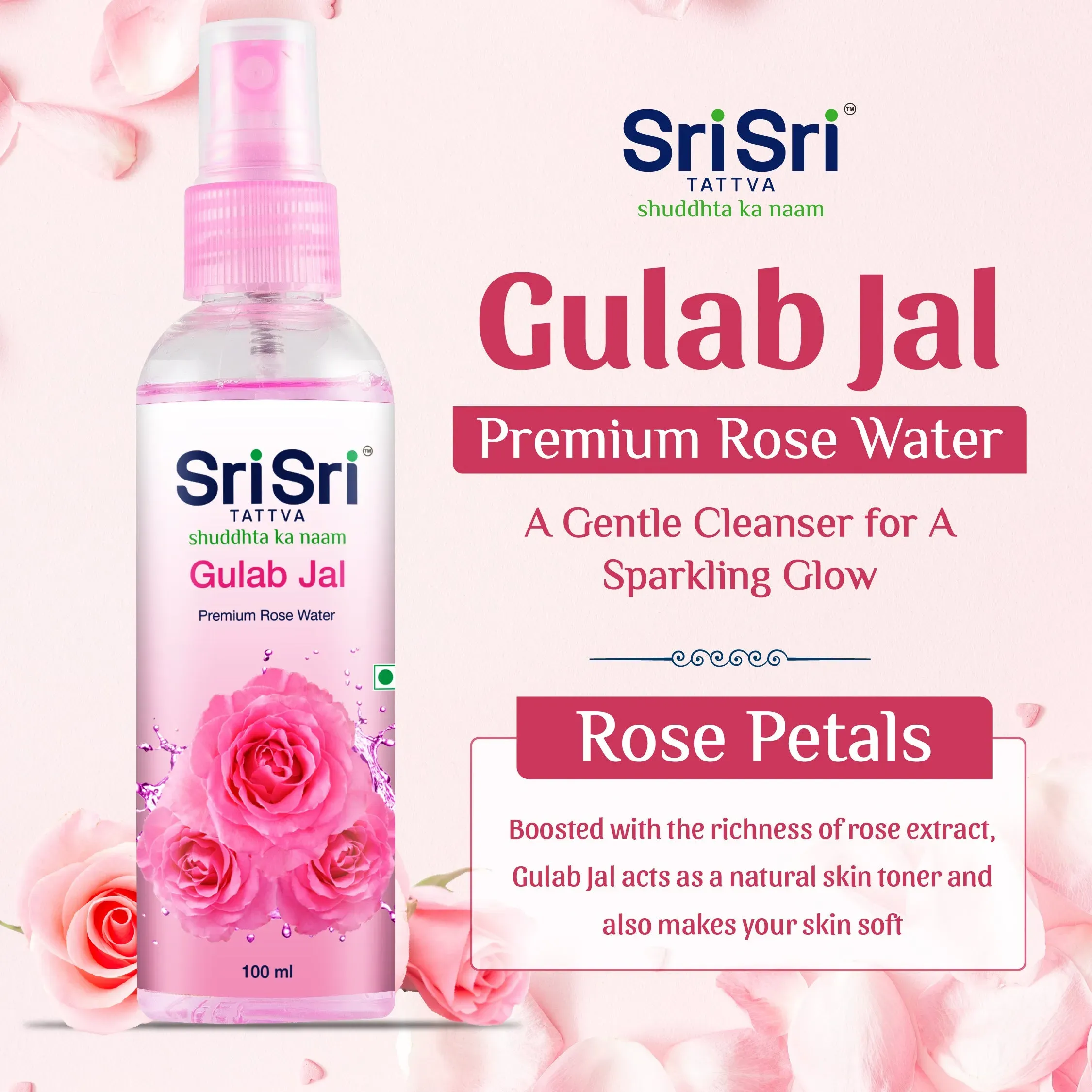 Sri Sri Tattva Gulab Jal Rose Water Spray Bottle - Image 4
