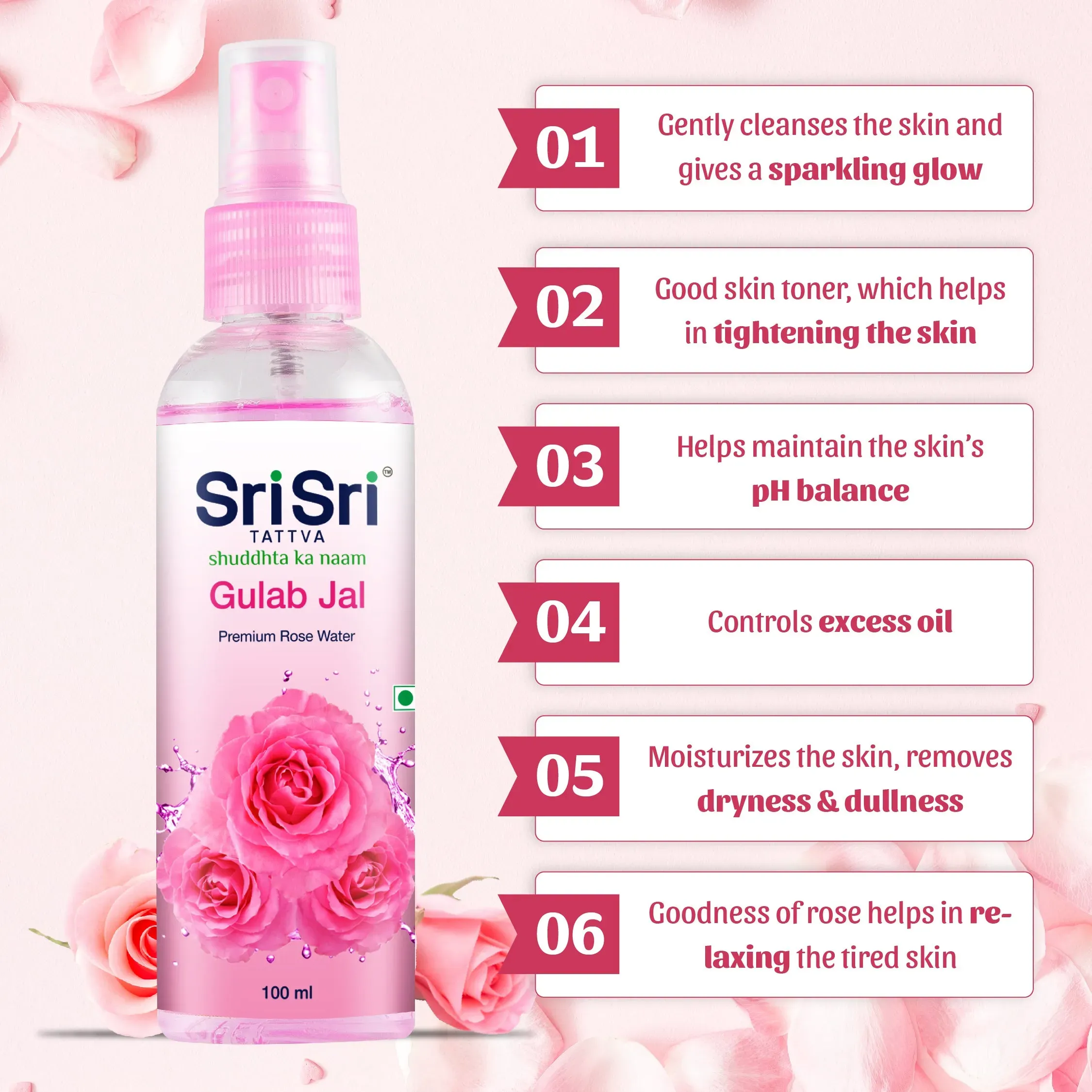 Sri Sri Tattva Gulab Jal Rose Water Spray Bottle - Image 7